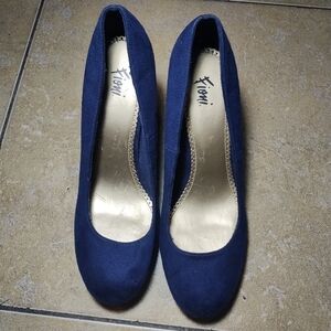 Fioni Vintage Y2K Cobalt Blue Faux Suede High Heeled Shoes Size 9